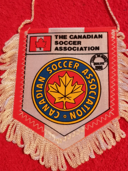 Fanion-Federatia de Fotbal din CANADA (CM 1986)-pe spate rezultate calificari