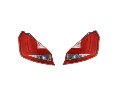 Stop spate, lampa Ford Fiesta (Ja8), 01.2013-12.2017, model tuning, montare spate, stanga+dreapta, cu lumina parcare fibra optica; LED; rosu, transpa foto