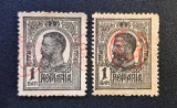 Regele Carol I (Emisiunea "Tipar Ad&acirc;nc / Gravate" 1908-1914) - Pereche 1 Ban Negru-Antracit (Anulări Speciale &icirc;n Tuș ROȘU / CARMIN) RO2