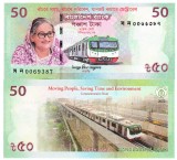 Bancnota Bangladesh 50 Taka 2022 Comemorativa Metroul P-72 UNC