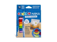 Marker cu vopsea acrilica si varf pensula Carioca 10 buc/set