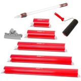 Set 5 gletiere profesionale, inox, 25, 40, 60, 80, 100 cm, suport, maner telescopic, rola gletuit, Strend Pro
