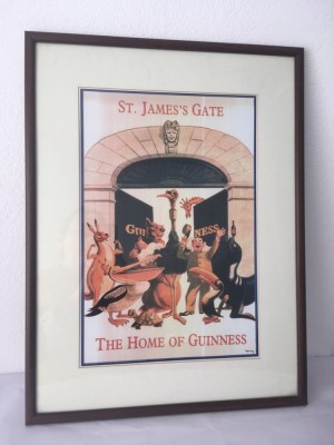 Tablou reclama bere vintage Guinness, inramat, 42x56 cm, decor bar, pub foto