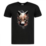 Tricou negru, Fox , bumbac 100%