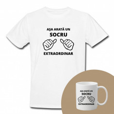 "Așa arată un SOCRU" Set Personalizat – Tricou + Cană Alb S