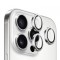 Folie de protectie Camera Spate Blueo Glitter Diamond Metal Frame pentru Apple iPhone 16 Pro Max / 16 Pro, Sticla Securizata, Argintie