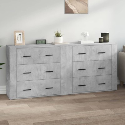 vidaXL Servante, 2 piese, gri beton, lemn prelucrat foto