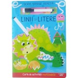 Carte de activitati reutilizabila, Linii si Litere, Scrie, Sterge, Repeta