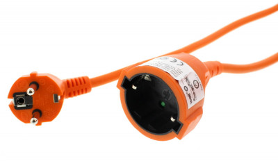 Cablu prelungitor 10m 1.5mm portocaliu IP20, Well foto