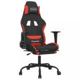 Cumpara ieftin Scaun de gaming cu masaj/suport picioare, negru si rosu, textil
