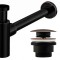 Sifon Decorativ Lavoar REA Old Negru Black cu dop click-clack