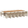 Set mobilier de gradina cu perne, 13 piese, bej, poliratan