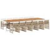 Cumpara ieftin Set mobilier de gradina cu perne, 13 piese, bej, poliratan