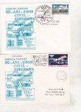 bnk fil Plic ocazional Expofil 50 ani zbor civil in Timisoara 1985 x 2