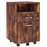 Vinsetto Comodă de Birou cu 2 Sertare și Raft Deschis, Mobilier cu 5 Rotile, &Icirc;ncuietoare și 2 Chei, 39x40x65 cm, Maro | Aosom Romania
