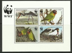 ZAMBIA 1996 WWF FAUNA PROTEJATA PASARI COTA MICHEL 200 EURO foto