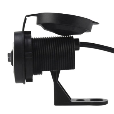 Priza moto auto, dublu usb, 2.1 a, prindere ghidon/oglinda, waterproof, led albastru foto