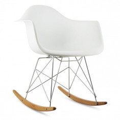 OneConcept AUREL, alb, scaun balansoar, retro, scaun PP, lemn de mesteacan foto