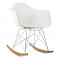 OneConcept AUREL, alb, scaun balansoar, retro, scaun PP, lemn de mesteacan