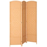 HOMCOM Paravan interior din lemn 3 panouri despărțitor pliabil pentru living dormitor 135 x 180 cm maro deschis | Aosom Romania