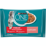 Cumpara ieftin Hrana Umeda Purina One pentru Pisici Sterilizate, cu Somon si Morcovi, 4 x 85 g