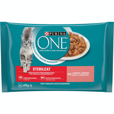 Hrana Umeda Purina One pentru Pisici Sterilizate, cu Somon si Morcovi, 4 x 85 g foto