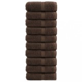 vidaXL Prosoape de baie premium SOLUND, 10 buc., maro, 30x30 cm, 600 g/m&sup2;