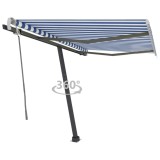 vidaXL Copertină retractabilă manual, albastru/alb, 300x250 cm 3069696