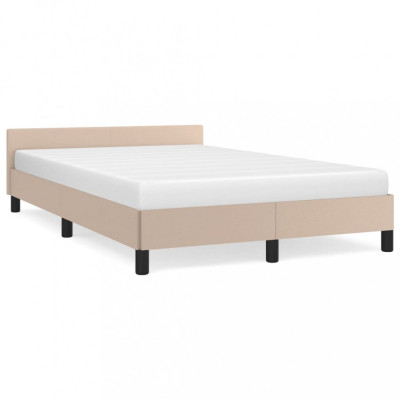 vidaXL Cadru de pat cu tăblie, cappuccino, 120x190 cm, piele ecologică foto