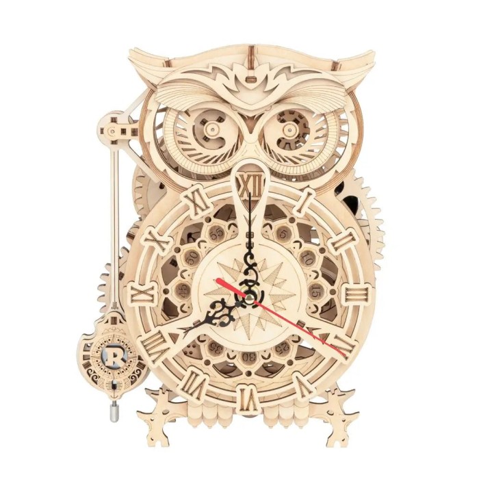 Puzzle 3D Ceas Bufniță, 161 piese, lemn, Rokr