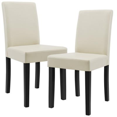 Scaune bucatarie Dorina set 2 buc tapitat crem fildes [en.casa] HausGarden Leisure foto