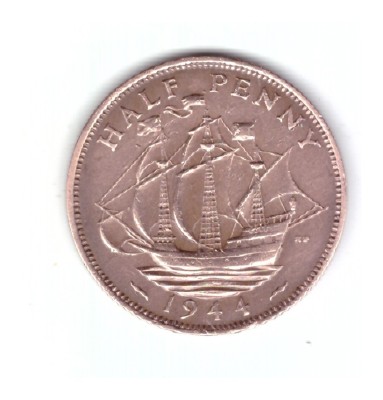 Moneda Anglia 1/2 / half penny 1944, stare foarte buna, curata foto