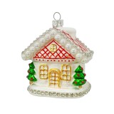 Set 12 ornamente brad Craciun Casute sticla multicolora 8,3x6,4x9,4h