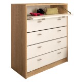 Cumpara ieftin Pantofar 5 compartimente pal stejar sonoma alb Vivat 74x35x85 cm