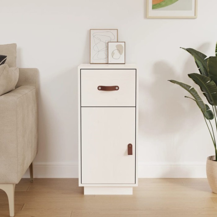 Gossi servanta, alb, 34x40x75 cm, lemn masiv de pin