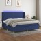 vidaXL Pat cu arcuri, saltea și LED, albastru, 200x200 cm, textil 3138827