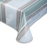 Fata de masa de vara cu model zigzag si dungi, vinil, 180x140cm, gri, CMCLASS