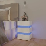 VidaXL Dulap noptieră cu LED alb extralucios 45x35x67cm lemn prelucrat