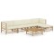 Set mobilier de gradina cu perne alb crem, 6 piese, bambus
