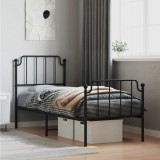 VidaXL Cadru pat metalic cu tăblii de cap/picioare&nbsp; negru, 80x200 cm