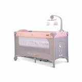 Patut Pliabil Cangaroo Once Upon a Time L3 Pink, 2 Nivele, Masuta Infasat, Carusel Muzical, 125x62x73cm, 0 luni+