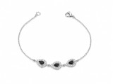 Cumpara ieftin Bratara din Argint 925 cu Trei Pandantive Para E i Zirconiu Negru , Eleganta E i Contrast Fascinant