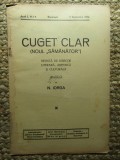 Revista - Cuget Clar - Noul Semanator - condusa de N. Iorga - ANUL I NR. 9 SEPTEMBRIE 1936