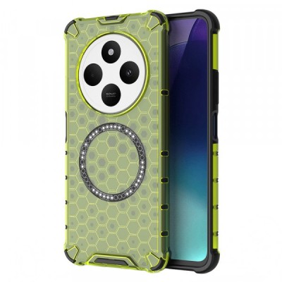 Husa MagSafe pentru Xiaomi Poco C75 / Redmi 14C, Techsuit, HoneyComb Shield, Verde foto