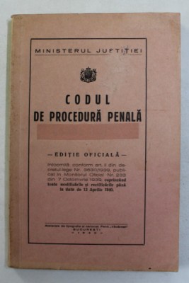 CODUL DE PROCEDURA PENALA - EDITIE OFICIALA , 1940 foto