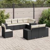 Cumpara ieftin Gossi set mobilier de gradina cu perne, 8 piese, negru, poliratan