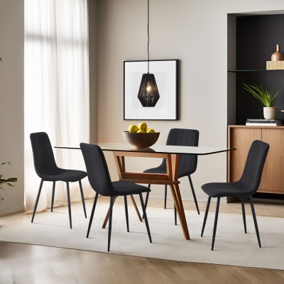 Set 4 scaune bucatarie Elsern negru [en.casa] HausGarden Leisure foto