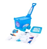 Set Desen Frozen Disney, Carucior cu Accesorii Colorat, 18 Culori, Valiza, 3 Ani+, Baieti, Indemanare, Albastru