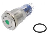 Comutator anti-vandalism verde DPDT 3A 250VAC IP67