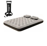 Cumpara ieftin Set Saltea gonflabila 2 persoane si pompa manuala pentru umflare,culoare gri